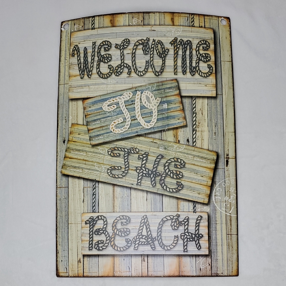 Welcome to the Beach Metal Distressed Wall Sign Coastal Beach Home Decor